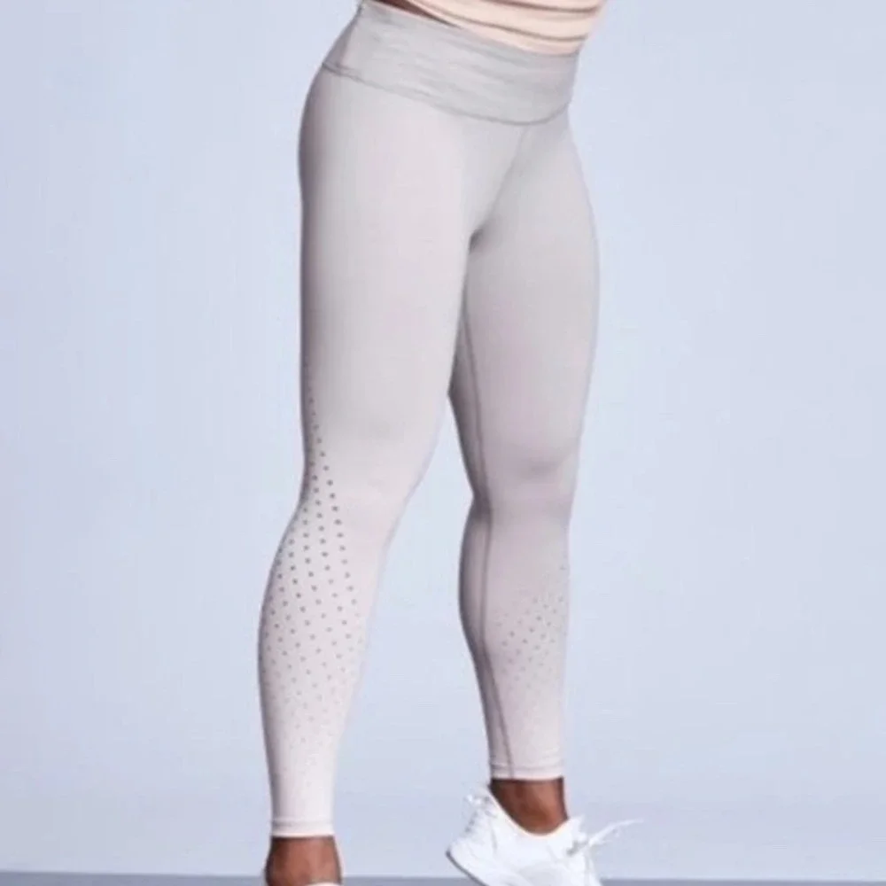 ATHLETA | Women's Gray Ombre Perforated Athleisure Workout Leggings, Size S